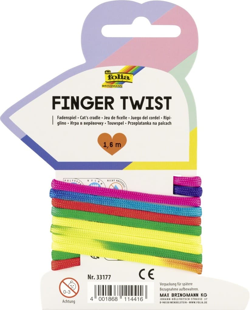 Folia Finger Twist, Fadenspiel 160cm, regenbogen