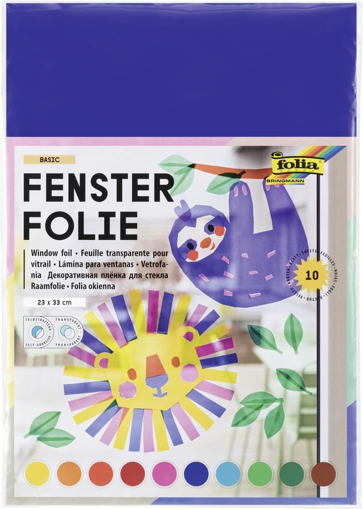 Folia Fensterfolie, 23x33cm, 10 Blatt, farbig sortiert