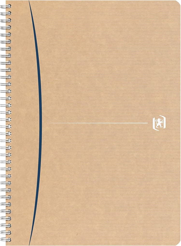 OXFORD Notizbuch Touareg A4, liniert, 180 Seiten, recyceltes Papier, Spiralbindung, Einband, Kraftpapier, zufällige Farbauswahl sortiert