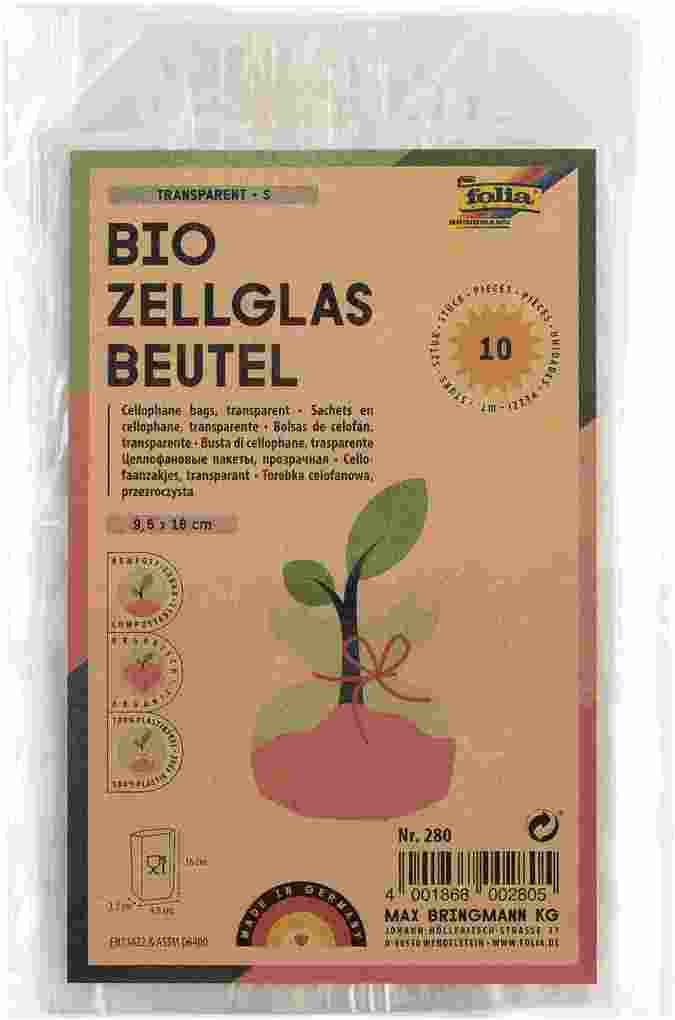 Folia Bio Zellglasbeutel S "Transparent", 95x160mm, 10 Stück