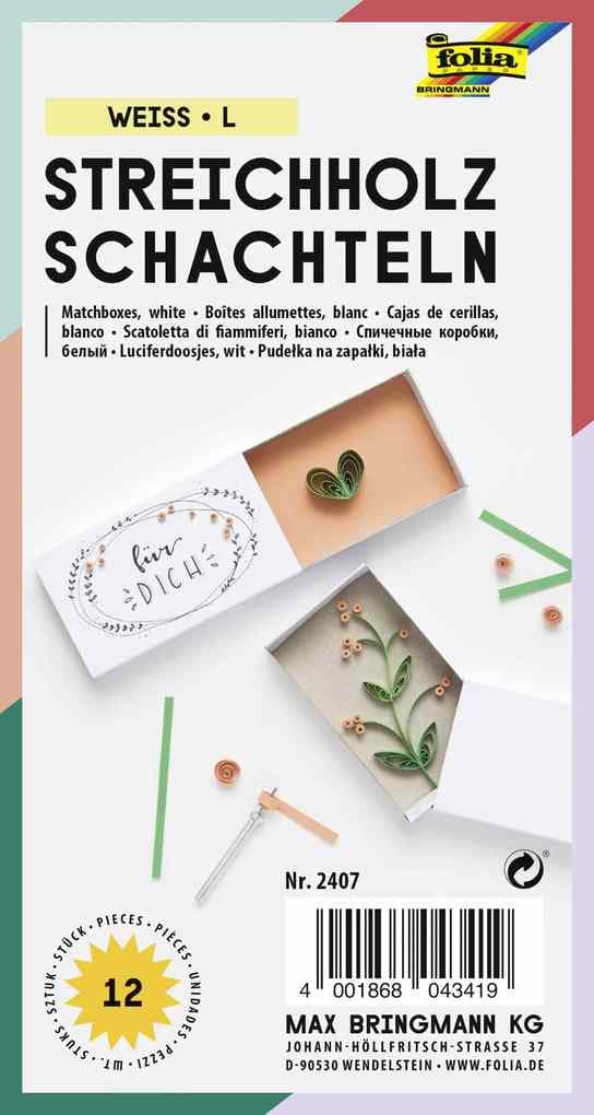 Folia Streichholzschachteln WEISS, Size L, 12 Stück