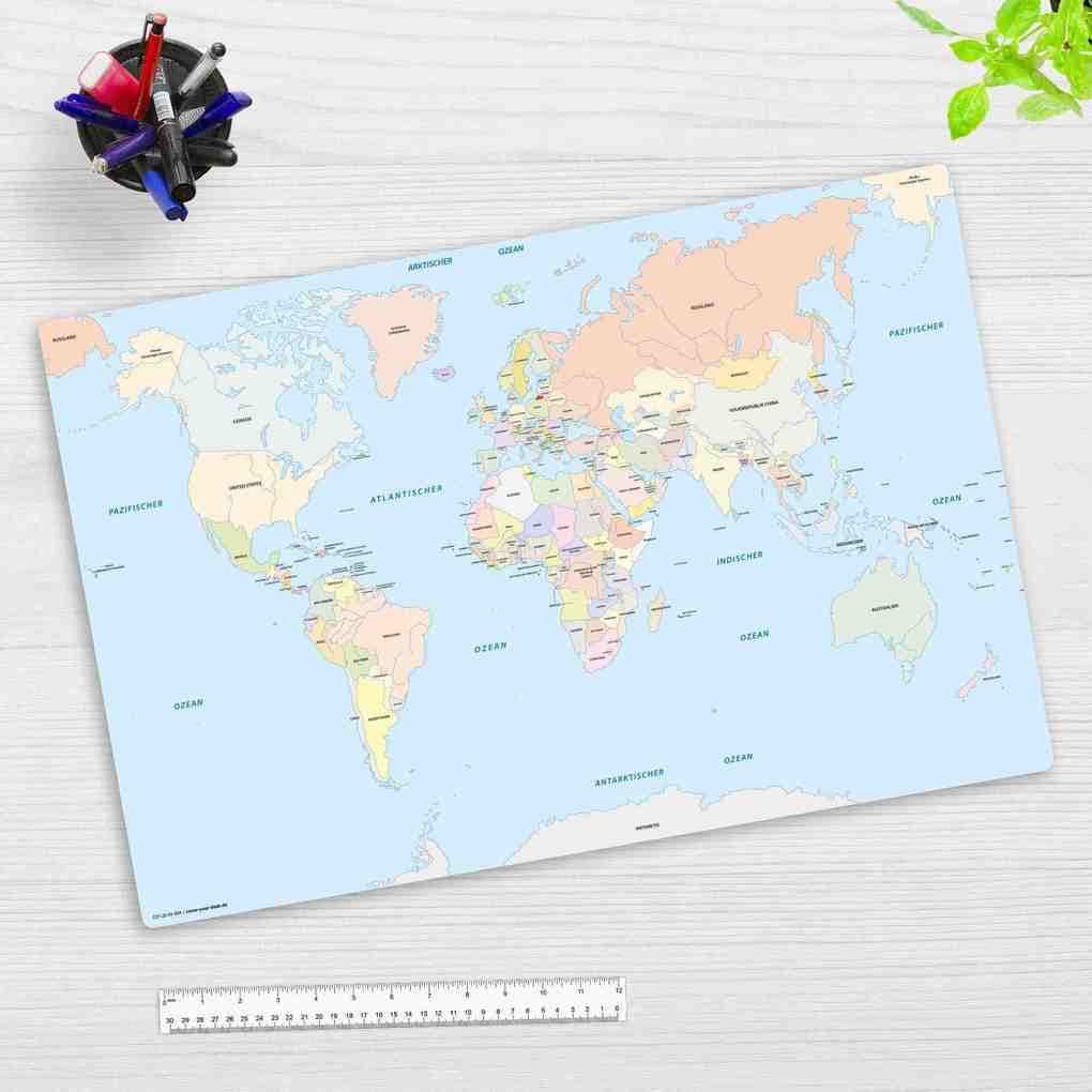 Cover-your-desk Schreibtischunterlage für Kinder Weltkarte Kinder, aus hochwertigem Vinyl , 60 x 40 cm