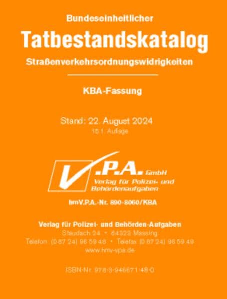 Bundeseinheitlicher Tatbestandskatalog KBA-Langfassung, gebunden