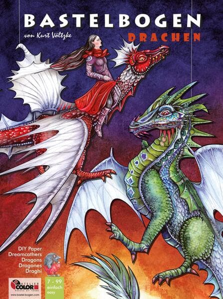 Drachen basteln Papier zum Aufhängen Bastelbogen Ausschneidebogen