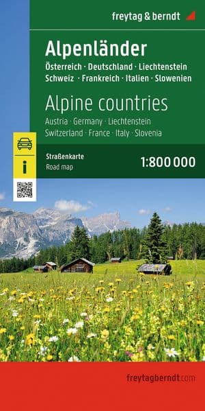 freytag & berndt Straßenkarte Alpenländer, Österreich - Deutschland - Schweiz - Frankreich - Italien - Slowenien 1:800.000