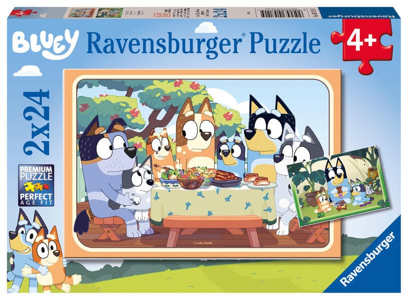 Kinderpuzzle 2x24 Teile - Bluey - Auf geht's!