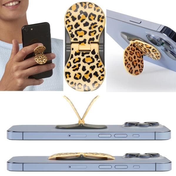 zipgrips Leopard - 2 in 1 Handy-Griff & Aufsteller - Sicherer Griff - Halter für Smartphones - Perfe