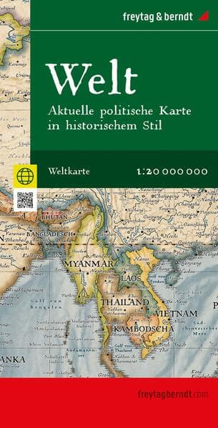 freytag & berndt Straßenkarte Weltkarte: Aktuelle politische Karte in historischem Stil 1:20 Mio.