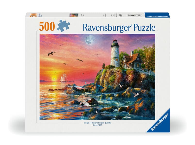 Erwachsenenpuzzle 500 Teile - Leuchtturm am Abend