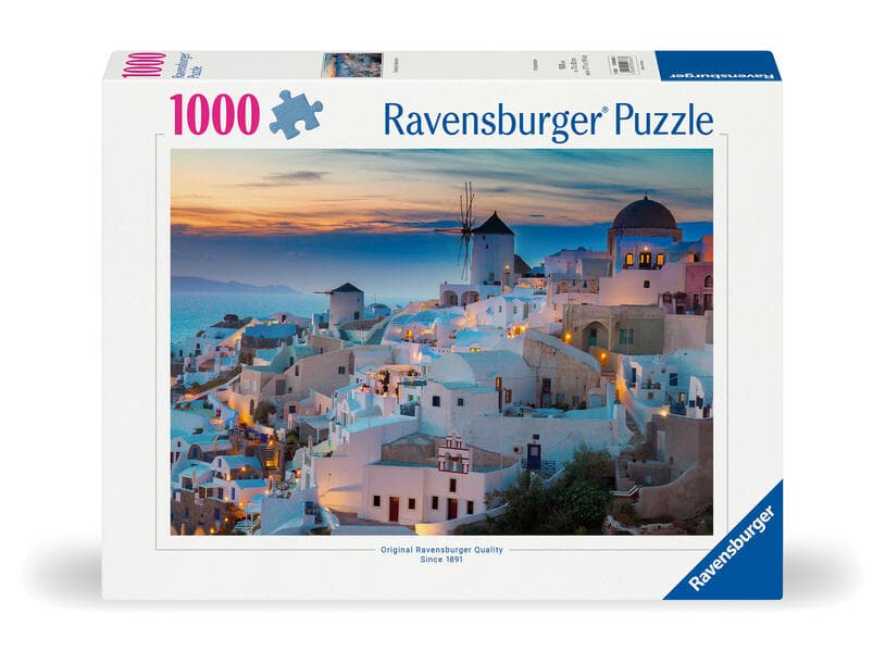 Erwachsenenpuzzle 1000 Teile - Abend über Santorini