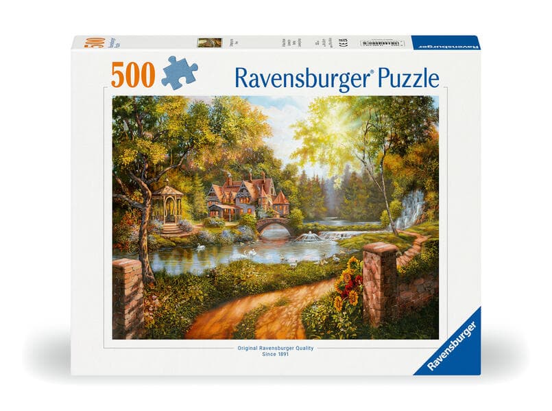 Erwachsenenpuzzle 500 Teile - Cottage am Fluss
