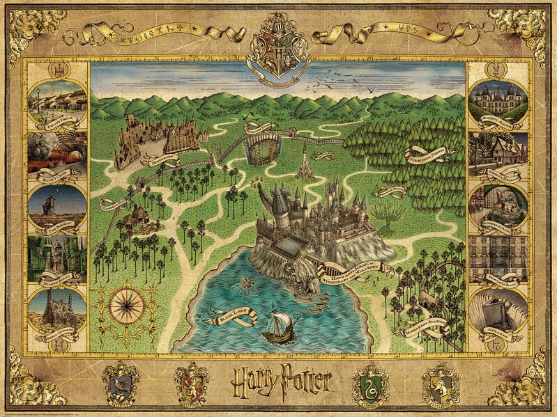 Erwachsenenpuzzle 1500 Teile - Harry Potter - Hogwarts Karte