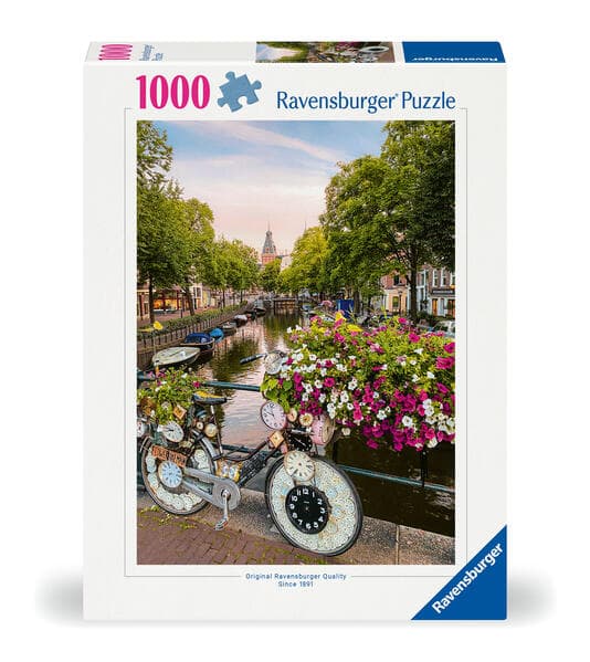 Erwachsenenpuzzle 1000 Teile - Fahrrad und Blumen in Amsterdam