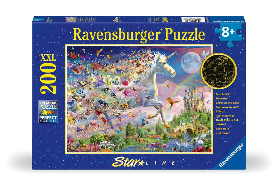 Kinderpuzzle 200 XXL Teile - Leuchtendes Schmetterlingseinhorn
