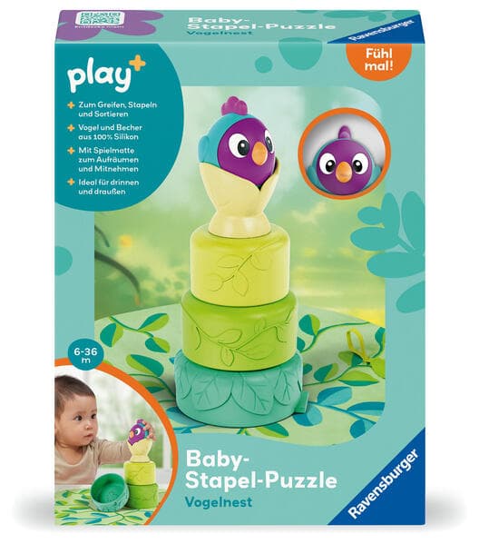 Play+ Baby-Stapel-Puzzle: Vogelnest - ab 6 Monate