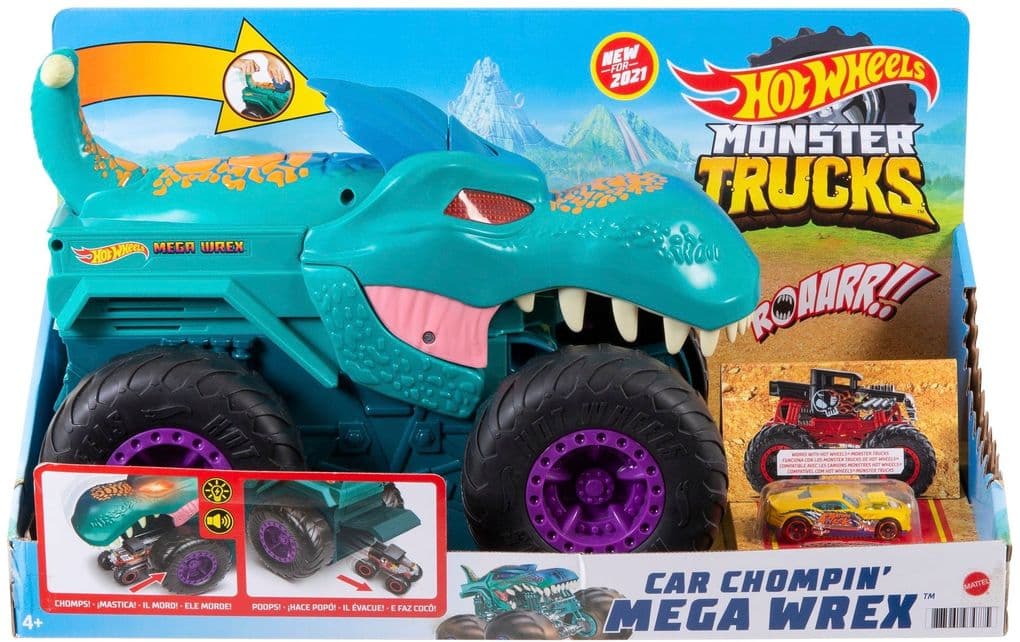 Hot Wheels - Monster Trucks autofressender Mega-Wrex, inkl. 1 Spielzeugauto