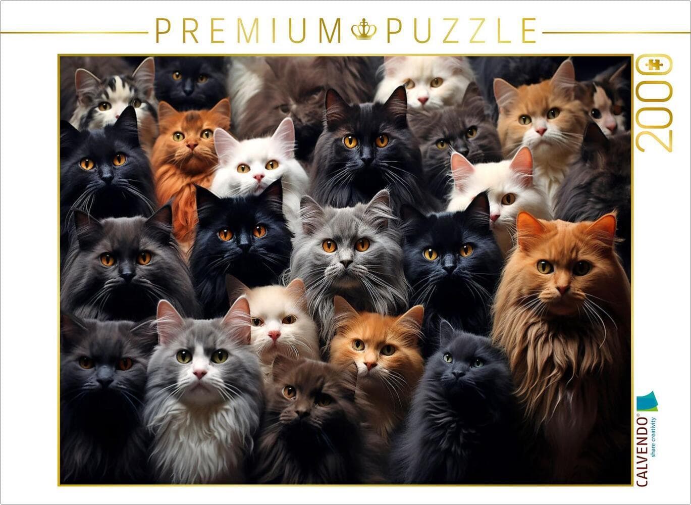 CALVENDO Puzzle Viele Katzen auf einem Bild | 2000 Teile Lege-Größe 90x67cm Foto-Puzzle für glückliche Stunden