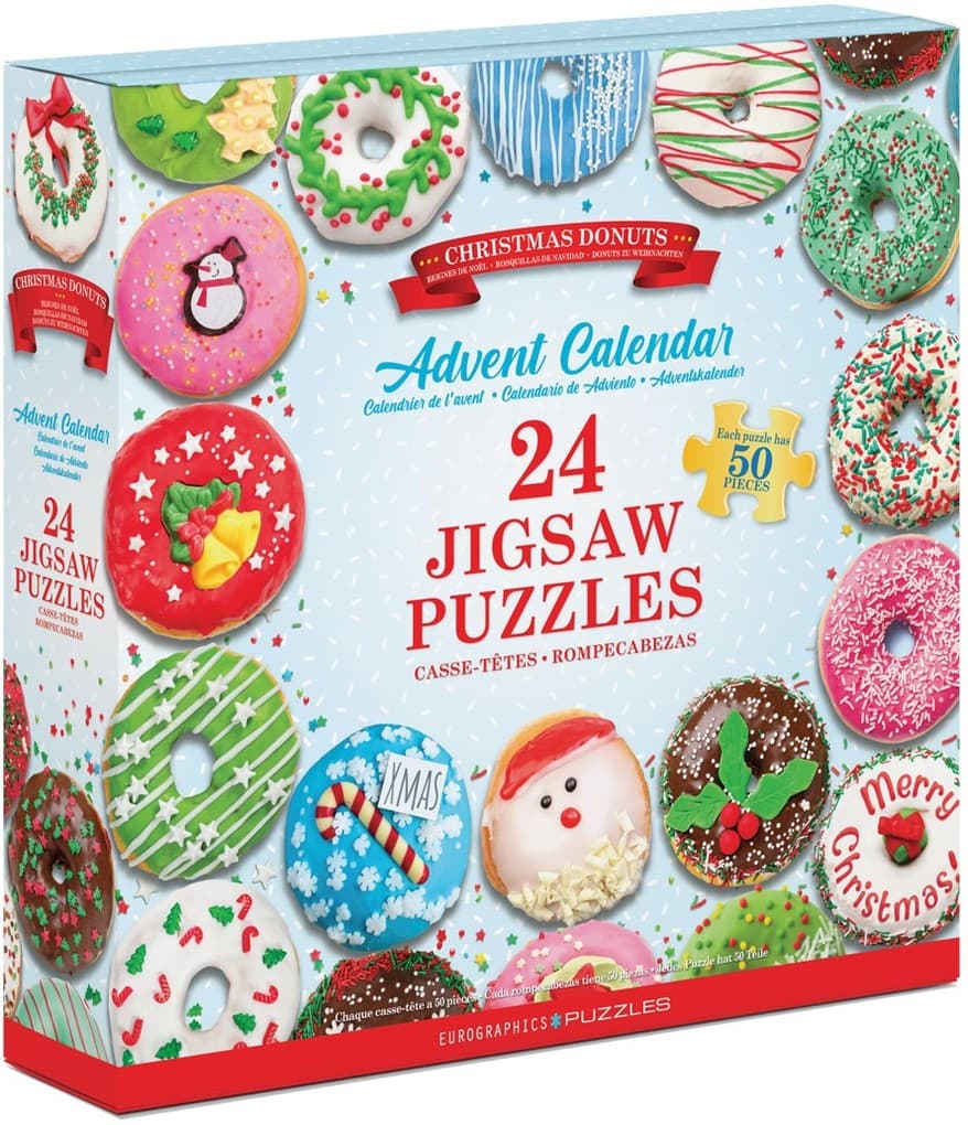 Eurographics 9924-5806 - Adventskalender Christmas Donuts, 24 Puzzles je 50 Teile