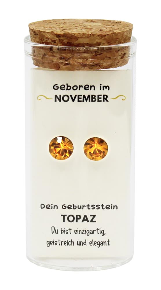 "November" Geburtsstein Ohrstecker im Gläschen