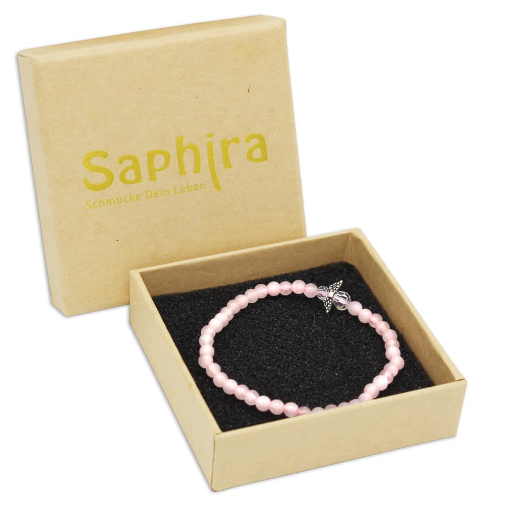 Rosenquarz Schutzengel Edelsteinarmband