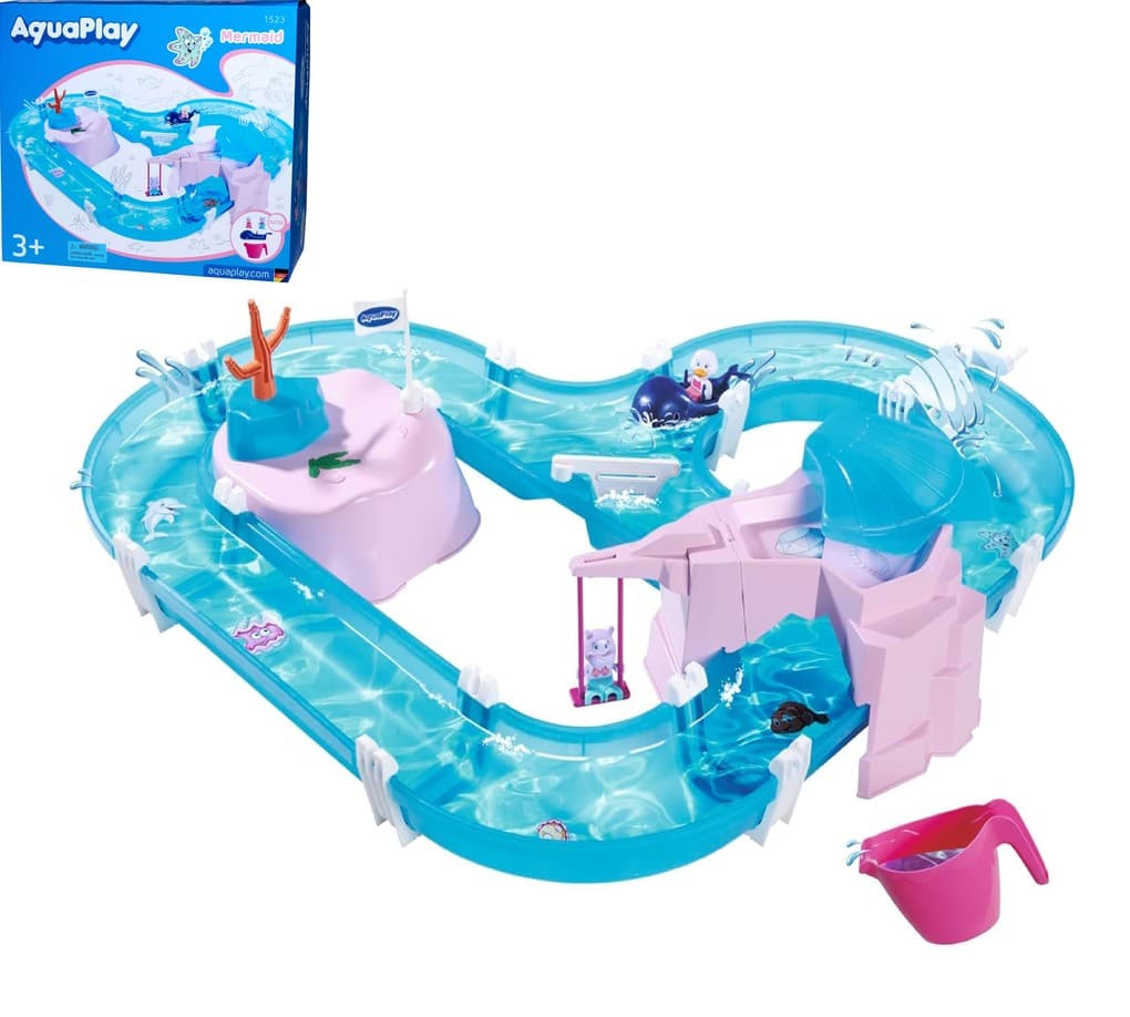 BIG 8700001523 - AquaPlay Wasserbahn Mermaid, mit Zubehör, 108x90x18cm