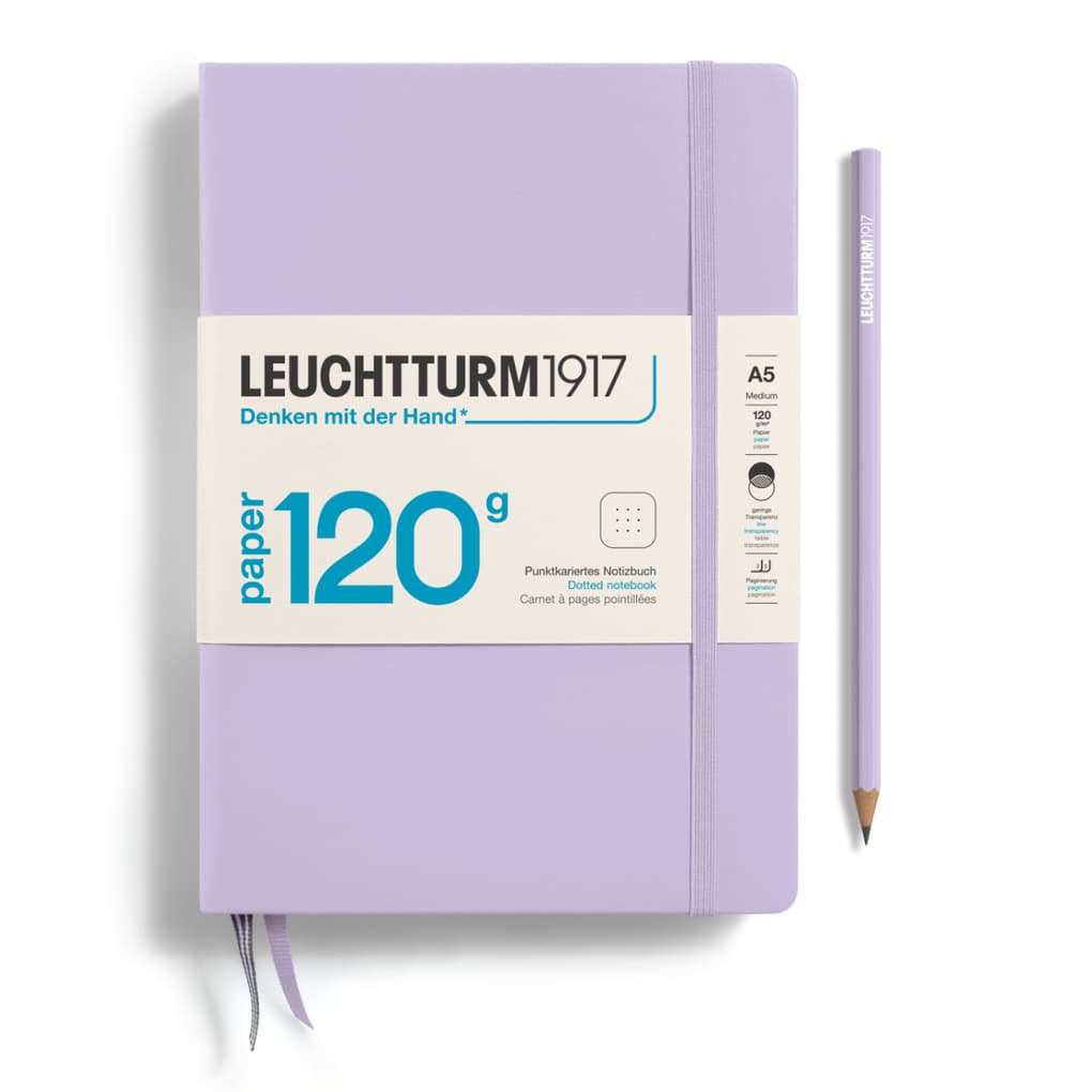 Notizbuch Medium (A5), EDITION 120, Hardcover, 203 nummerierte Seiten, Lilac, dotted