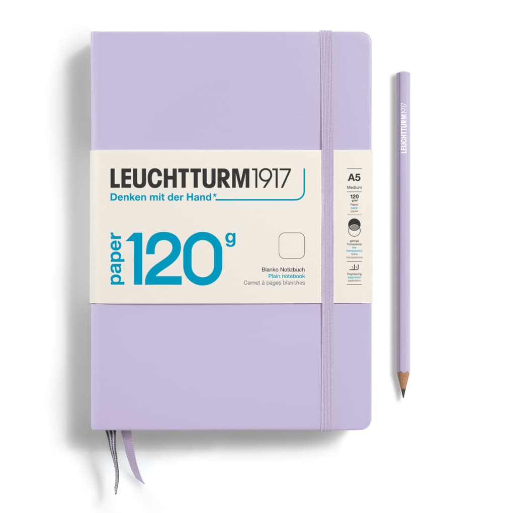 Notizbuch Medium (A5), EDITION 120, Hardcover, 203 nummerierte Seiten, Lilac, blanko