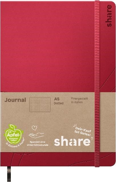 share Notizbuch A5 punktkariert rot