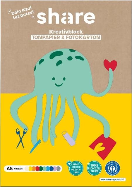 share Bastelblock mehrfarbig A5 40 Blatt