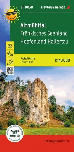 freytag & berndt Freizeitkarte Altmühltal, Fränkisches Seenland, Hopfenland Hallertau 1:140.000