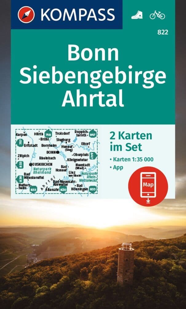 KOMPASS Wanderkarten-Set 822 Bonn, Siebengebirge, Ahrtal (2 Karten) 1:35.000