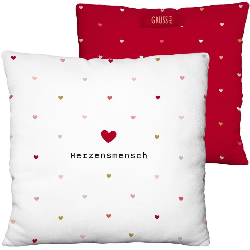 Plüschkissen mit Motiv "Herzensmensch"