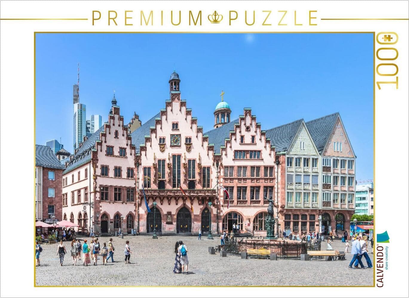 CALVENDO Puzzle Ein Motiv aus dem Kalender Frankfurt - Wolkenkratzer und Tradition | 1000 Teile Lege-Größe 64x48cm Foto-Puzzle für glückliche Stunden