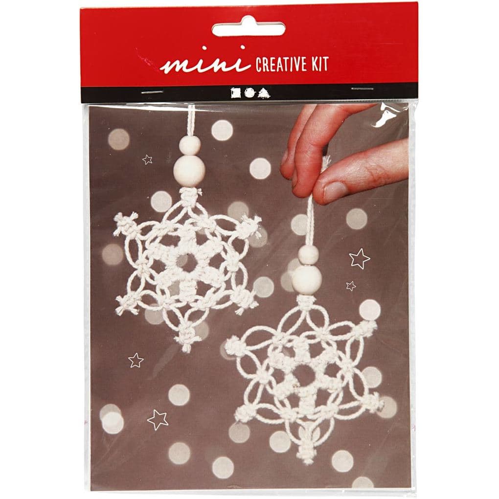 Creativ Company DIY Sets Macramé Mini Kreativ Set, Schneeflocke aus Makramee, H 10 cm, Kreativ Box