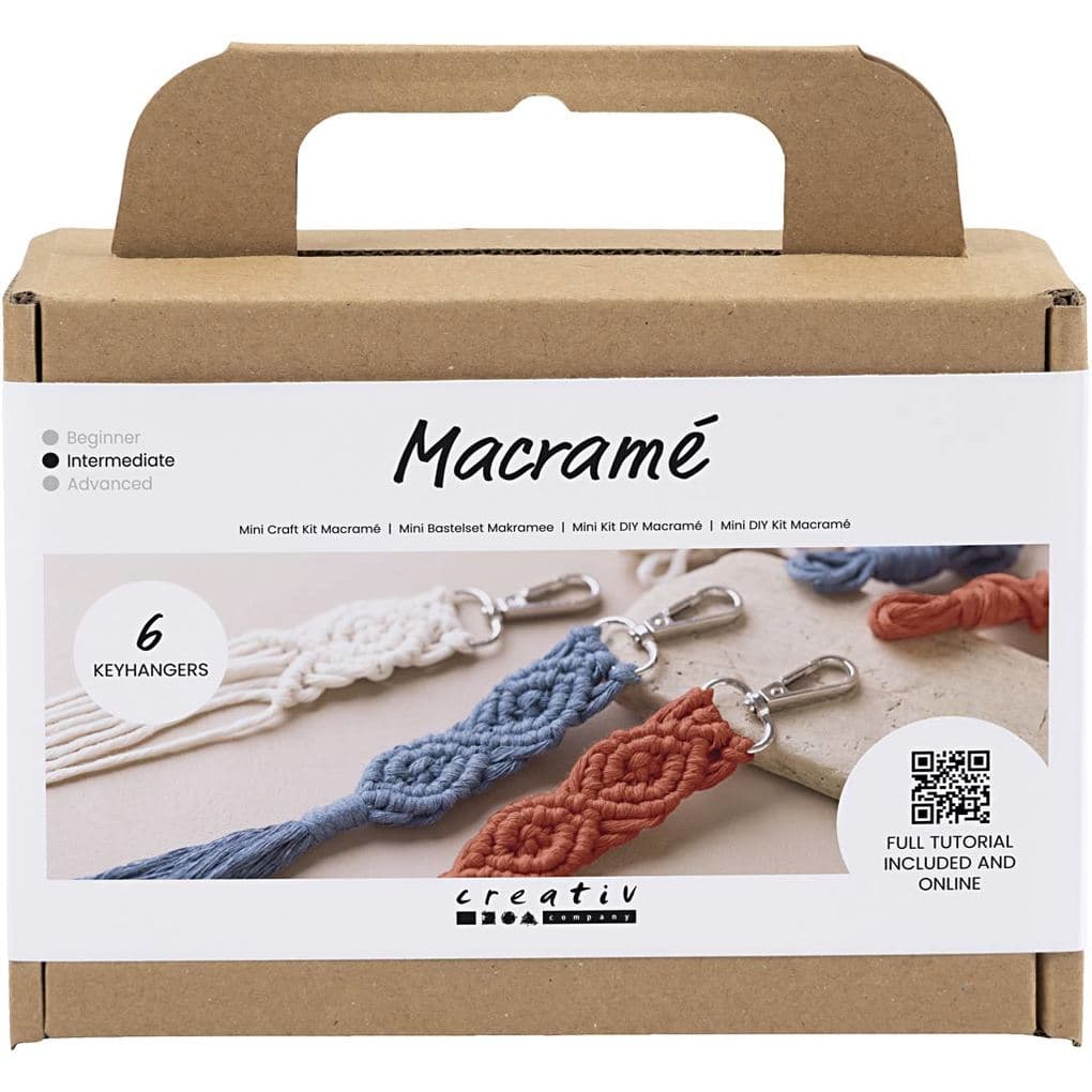 Creativ Company DIY Sets Macramé Mini Kreativ Set, Makramee, Schlüsselringe, Kreativ Box