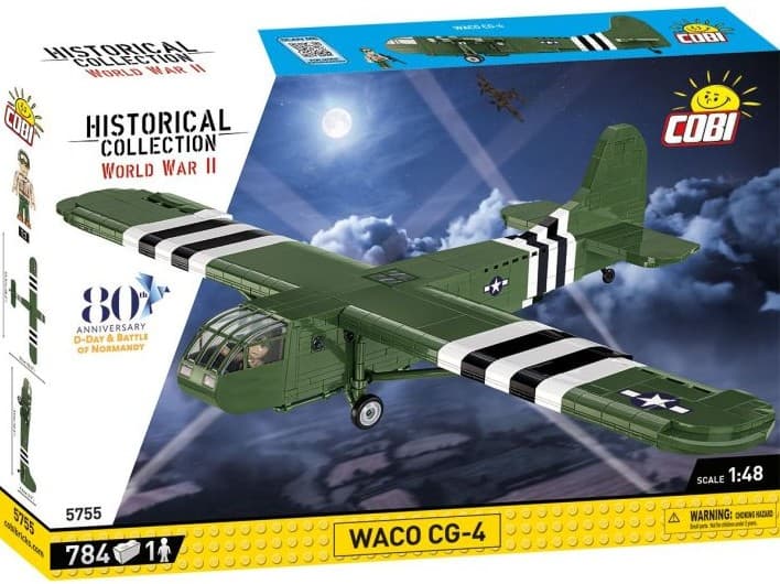 COBI Historical Collection 5755 - Waco CG-4, Segelflugzeug, WWII, 1:48 Bausatz, 784 Klemmbausteine/1 Figur