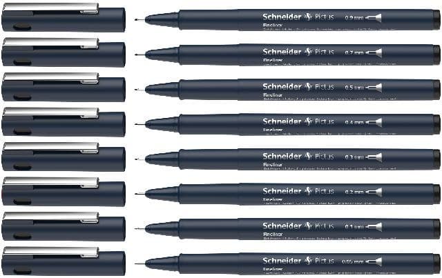 Schneider Fineliner Pictus Strichstärken 0,05 - 0,9 mm, 8er Set
