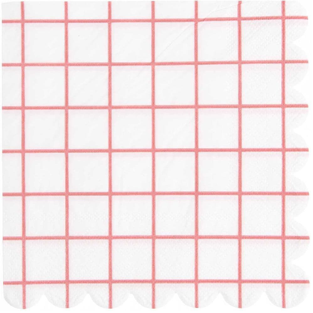 Servietten Raster, Weiß/Neon Pink, FSC MIX