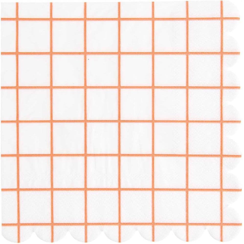 Servietten Raster, Weiß/Neon Rot, FSC MIX