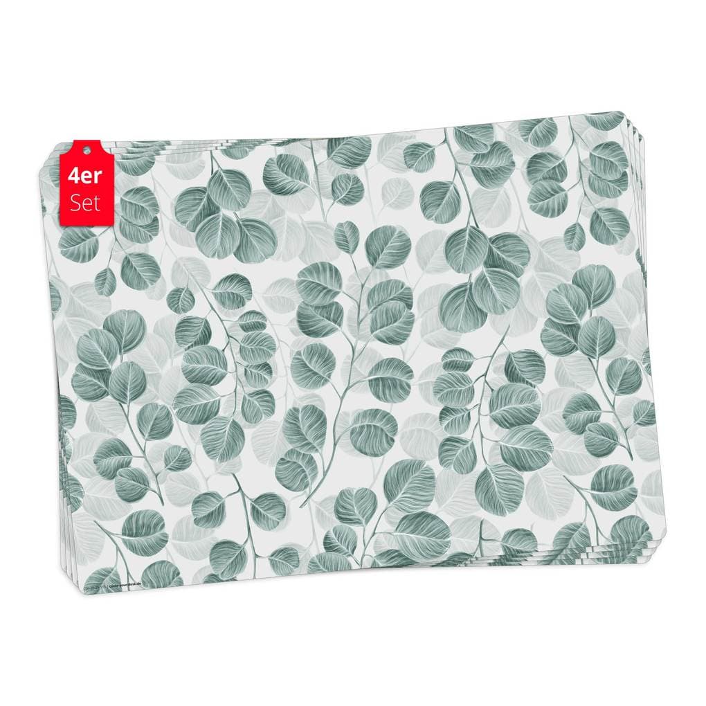 Tischsetmacher Tischsets Eucalyptus Muster, aus hochwertigem Vinyl (4 Stück), 44 x 32 cm