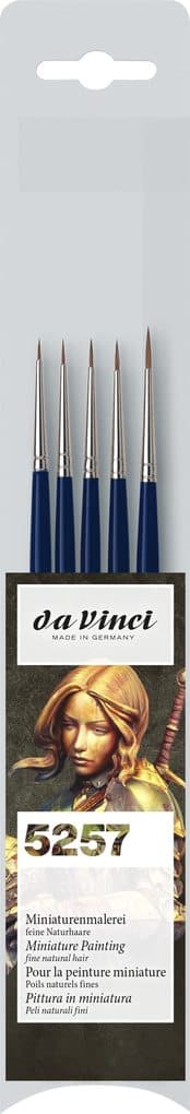 da Vinci Pinselset Rotmarderpinsel für Details und Miniaturen, Aquarell, 5er Set