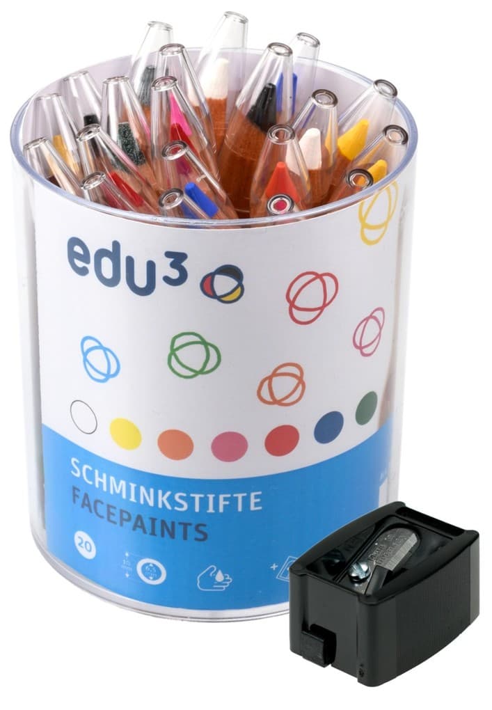 edu³ Schminkstifte rund 20er Becher Set + Spitzer