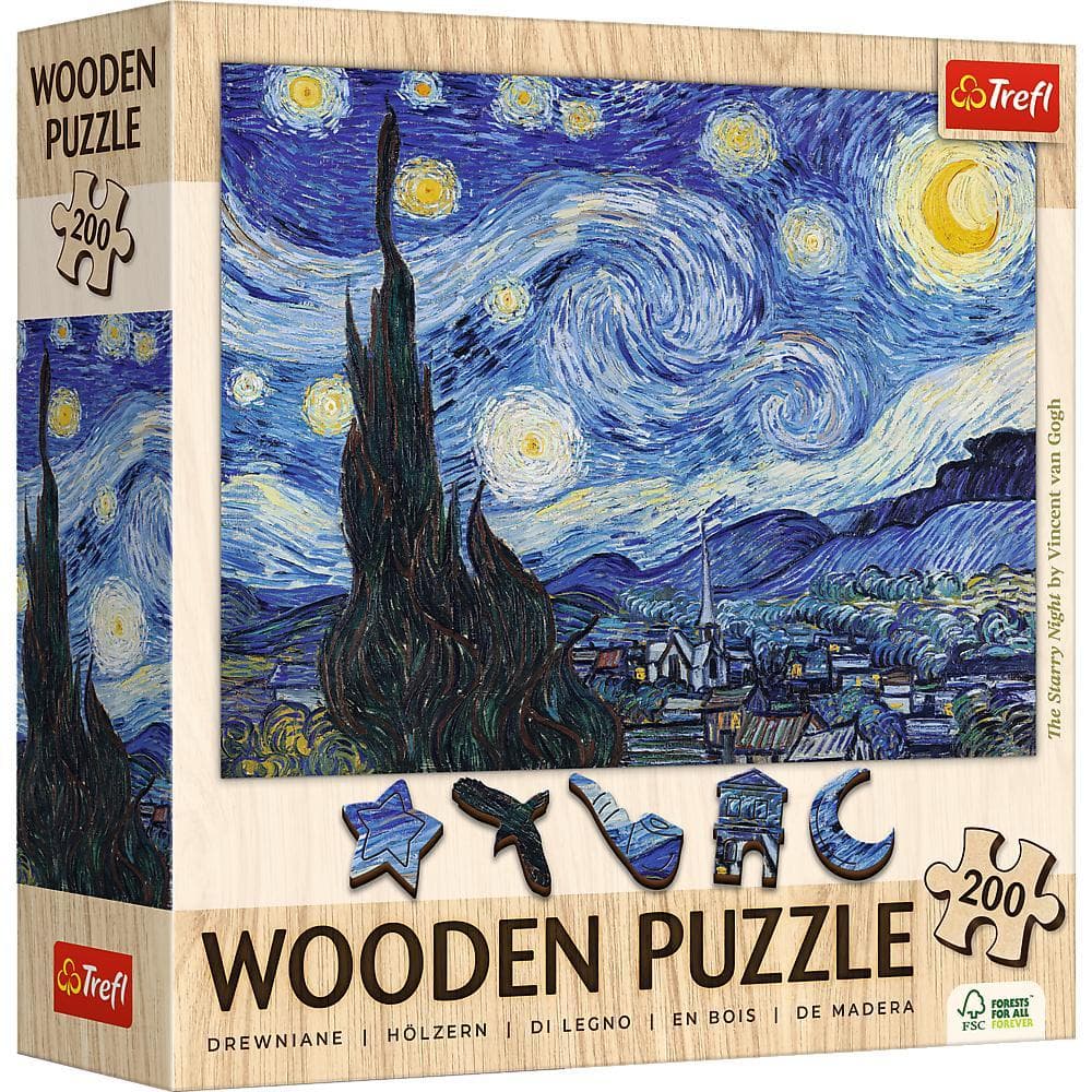 Holz Puzzles - "200" - Die Sternennacht / Vincent van Gogh