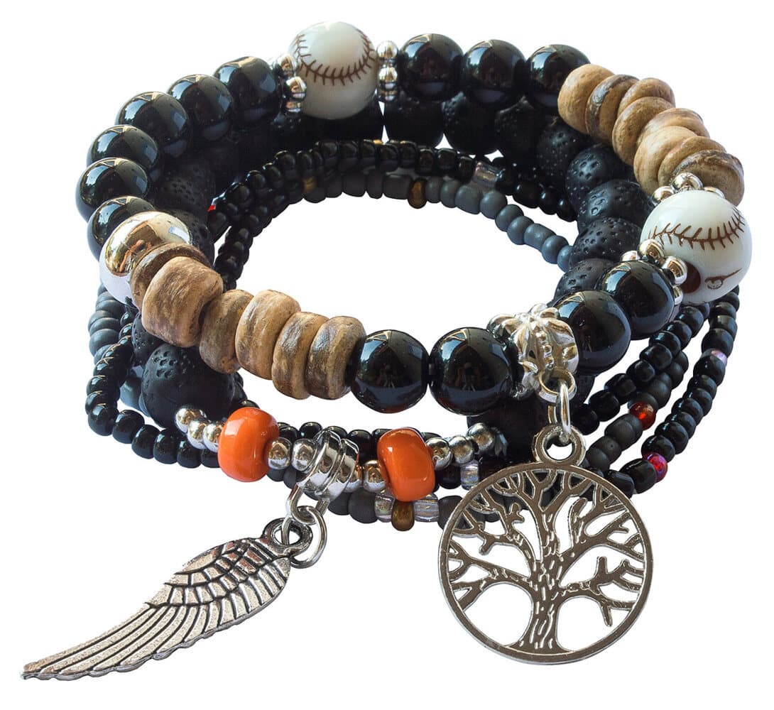 Armband "Baum des Lebens mit Engelsflügel" schwarz