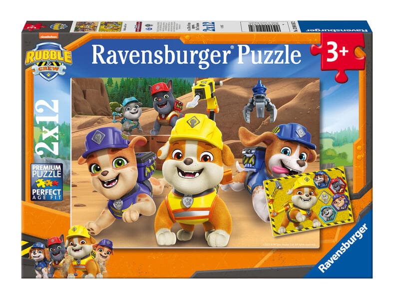 Kinderpuzzle 2x12 Teile - Paw Patrol - Bulldoge Rubble und sein Team