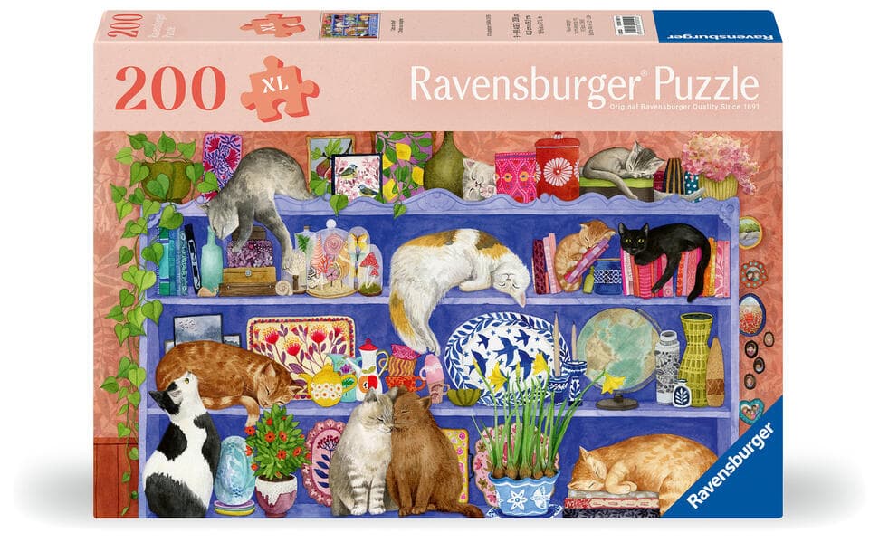 Feel Well & Puzzle - Katzen im Regal - Erwachsenenpuzzle mit 200 XL-Teilen und extra Bildvorlage