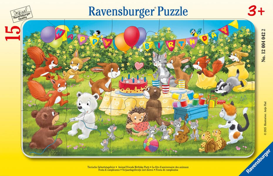 Kinderpuzzle 15 Teile - Tierische Geburtstagsfeier