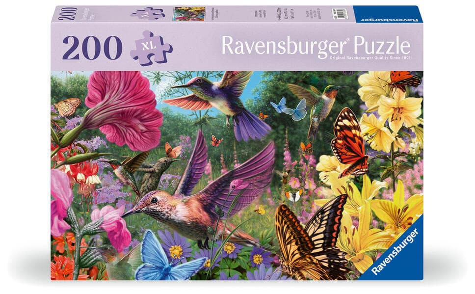 Feel Well & Puzzle - Kolibris und Schmetterlinge - Erwachsenenpuzzle mit 200 XL-Teilen und extra Bildvorlage