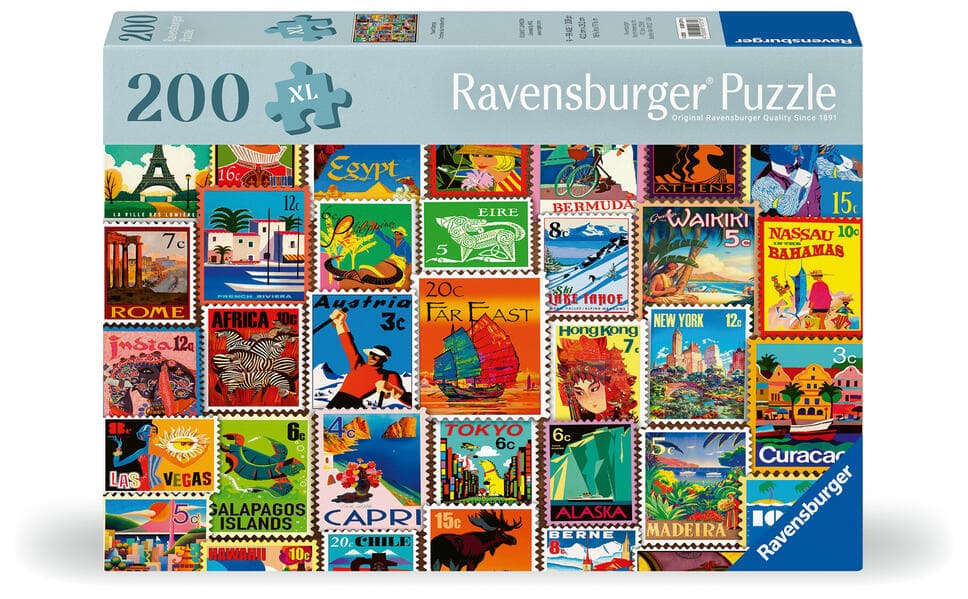 Feel Well & Puzzle - Briefmarken - Erwachsenenpuzzle mit 200 XL-Teilen und extra Bildvorlage