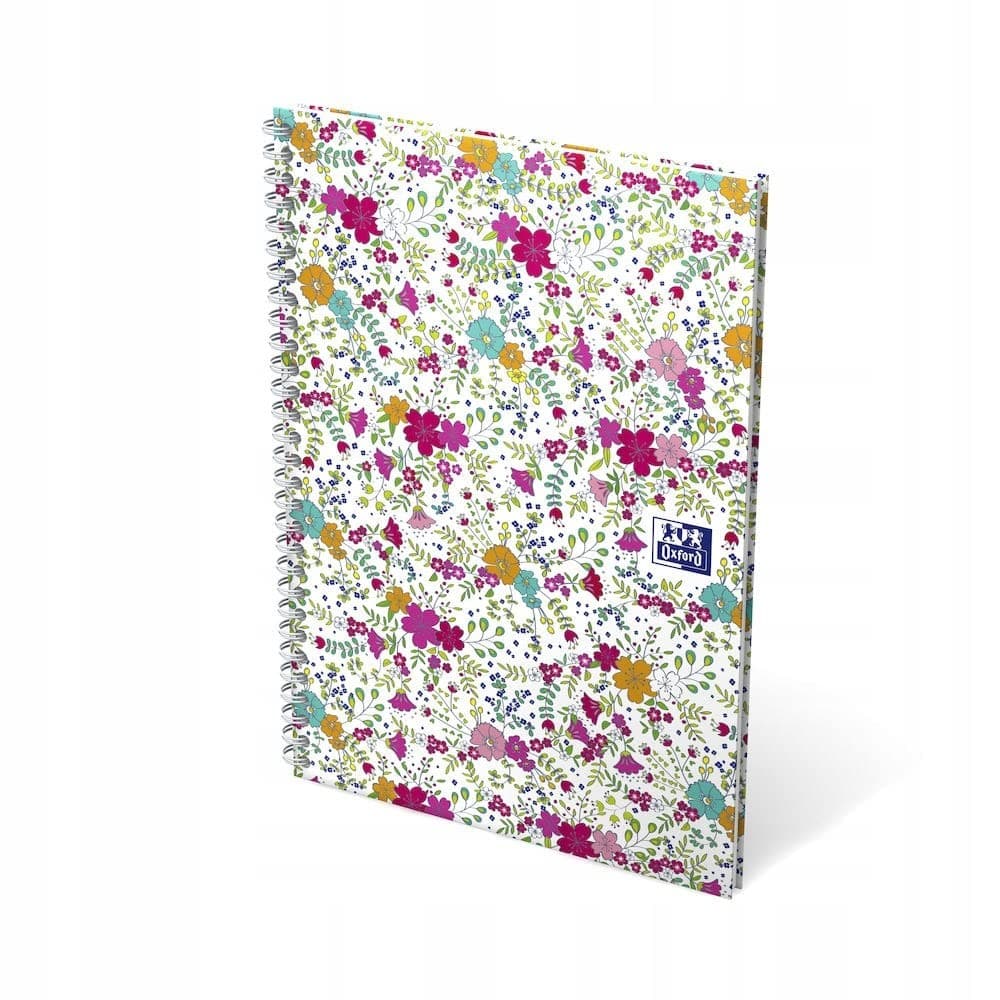 Oxford GO Floral Spiralbuch A5, liniert 7 mm, Softcover mit Soft Touch Finish, weiße Doppelspirale, 60 Blatt, Optik Paper, SCRIBZEE-kompatibel, 1 Stück sortiert